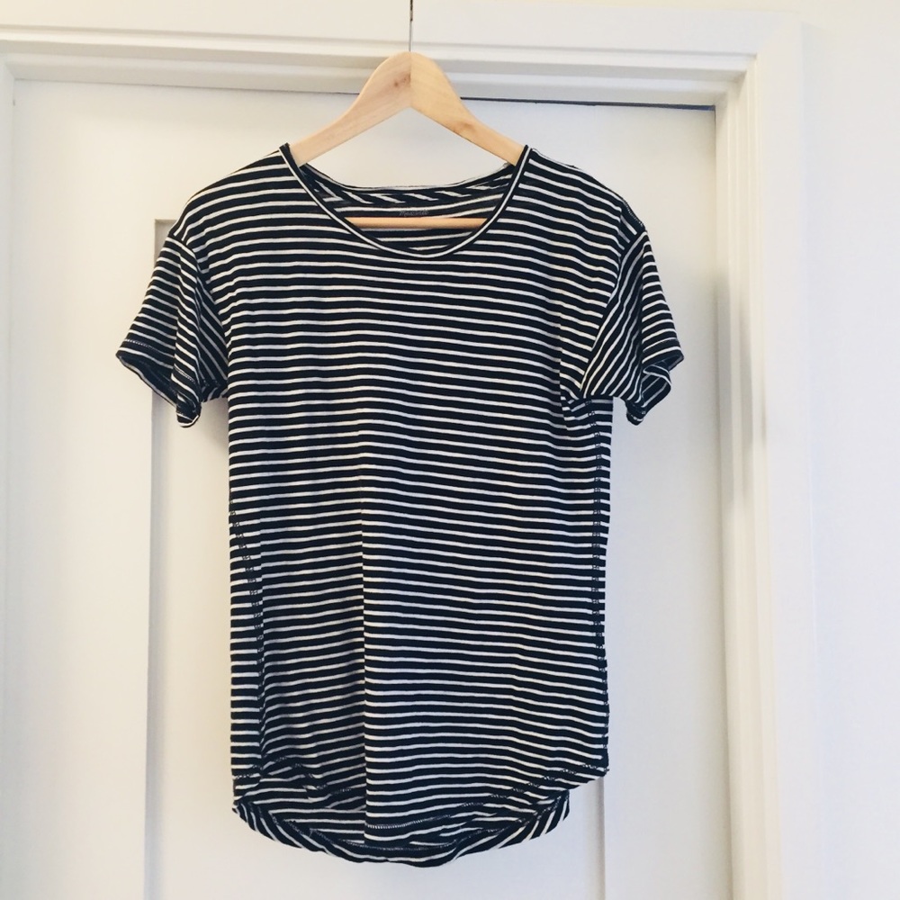 Madewell black and white stripe scoop shirt